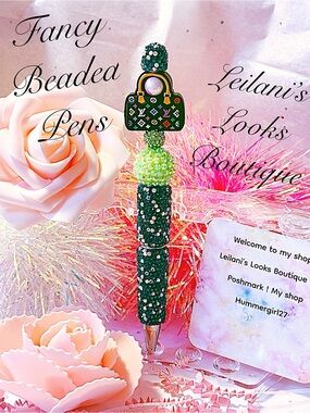 Fancy beaded Pen/gifts/multicolor purse/green beads/